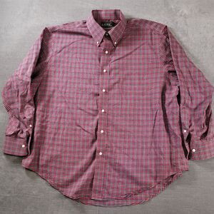 Polo Ralph Lauren Green Label Button Up Red Green‎ Long Sleeve Shirt 18 34/35